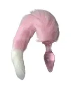 Tüylü Kuyruklu Pembe Cam Anal Plug Premium A Kalite