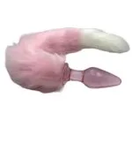 Tüylü Kuyruklu Pembe Cam Anal Plug Premium A Kalite