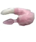 Tüylü Kuyruklu Pembe Cam Anal Plug Premium A Kalite