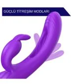 Üç Motorlu Klitoris Uyarıcı Vibratör Premium Saf Tutku %100 Liquid Silikon (Mor) - Görsel 6