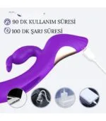 Üç Motorlu Klitoris Uyarıcı Vibratör Premium Saf Tutku %100 Liquid Silikon (Mor) - Görsel 5