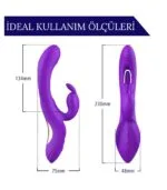 Üç Motorlu Klitoris Uyarıcı Vibratör Premium Saf Tutku %100 Liquid Silikon (Mor) - Görsel 3