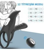 Premium Uzaktan Kumandalı Klitoris Uyarıcılı Penis Ringi - 2 Motorlu & Liquid Silikon - Görsel 4