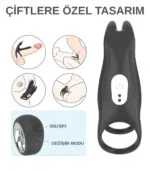Premium Uzaktan Kumandalı Klitoris Uyarıcılı Penis Ringi - 2 Motorlu & Liquid Silikon - Görsel 7