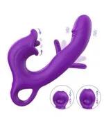 Üç Motorlu Klitoris Darbeli Vibratör Premium Saf Tutku %100 Liquid Silikon (Mor) - Image 2