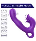 Üç Motorlu Klitoris Darbeli Vibratör Premium Saf Tutku %100 Liquid Silikon (Mor) - Image 3