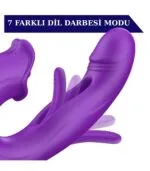 Üç Motorlu Klitoris Darbeli Vibratör Premium Saf Tutku %100 Liquid Silikon (Mor) - Image 4