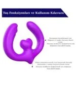 Üç Motorlu Çiftler İçin Vibratör Premium Saf Tutku %100 Liquid Silikon (Mor) - Görsel 3