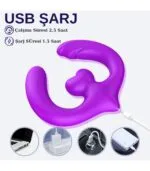 Üç Motorlu Çiftler İçin Vibratör Premium Saf Tutku %100 Liquid Silikon (Mor) - Görsel 4
