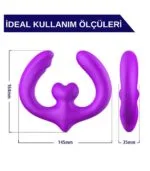 Üç Motorlu Çiftler İçin Vibratör Premium Saf Tutku %100 Liquid Silikon (Mor) - Görsel 6