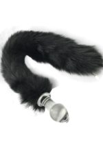 9 Cm Boy / 3,8 cm En /Anal Plug Zevk Veren Tıkaç 37 cm Siyah Peluş Tilki Kuyruk Anal Plug - Görsel 3