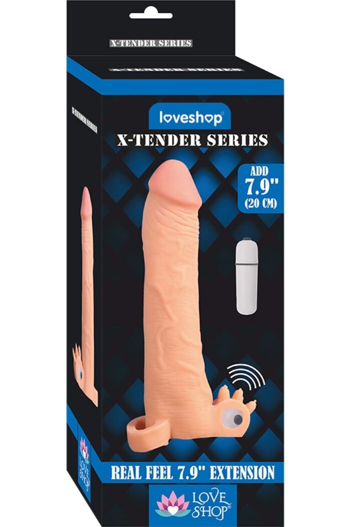 20 cm, 6.6 cm Dolgu İle Uzatmalı Titreşimli Kılıf X-TENDER REALİSTİK SLEVE - Görsel 2