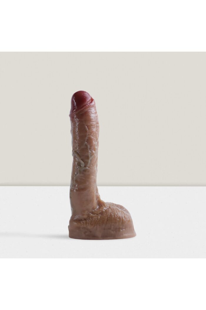 Ultra Gerçekçi Çift Katmanlı Dildo - Esnek Eğilip Bükülen Kıkırdaklı Silikon Vantuzlu 21.5 cm - Görsel 6