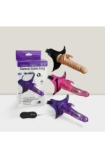 Harness-Rabbit Dong * Tavşan Şeklinde Uyarıcılı * Belden Bağlama Kemerli Titreşimli Mavi Renkte 10 Farklı Modu ve 21 cm Uzunluğunda Vibratör Dildo