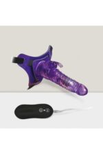 Harness-Rabbit Dong * Tavşan Şeklinde Uyarıcılı * Belden Bağlama Kemerli Titreşimli Mavi Renkte 10 Farklı Modu ve 21 cm Uzunluğunda Vibratör Dildo - Görsel 3