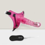 Harness-G Spot Dong * Belden Bağlama Vibratör 10 Farklı Titreşim Modunda 20 cm Uzunluğunda Boğumlu Silikon Pembe Renkli