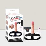 İçi Boş Belden Bağlama Titreşimli Vibratör Silikon 7 cm Ekstra Dolgulu Açık Ten Renk 20 cm Boyunda