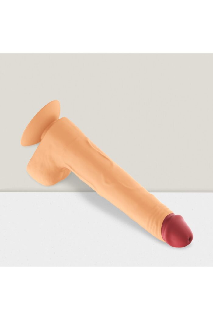Realistik Penis Vibratör 19 cm Açık Ten Rengi 12 Titreşim Modu Yüksek Vantuzlu 360 Derece Rotasyon Isıtmalı - Görsel 3