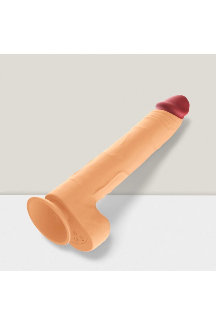 Realistik Penis Vibratör 19 cm Açık Ten Rengi 12 Titreşim Modu Yüksek Vantuzlu 360 Derece Rotasyon Isıtmalı - Görsel 4