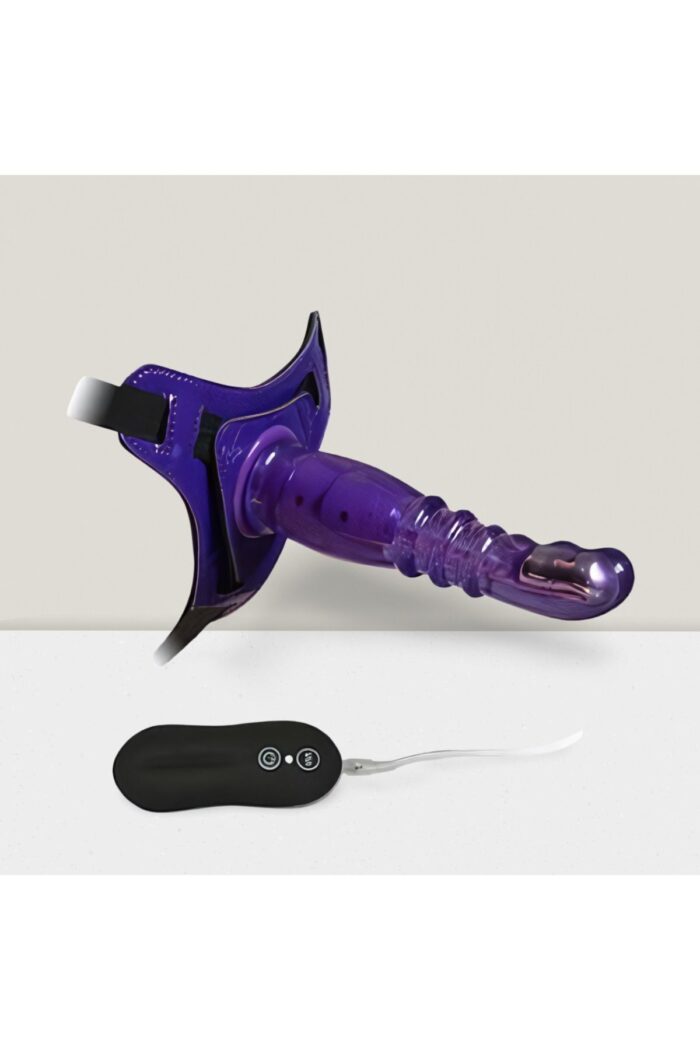 Belden Bağlamalı Mavi Renkte 10 Farklı Titreşim Modunda Silikon Dildo - Görsel 2