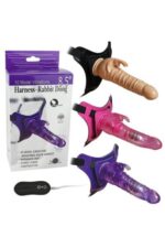 Harness Rabbit Dong Pembe | %100 Silikon | 21 cm Uzun | 10 Titreşim Modu |Tavşan Vibratör