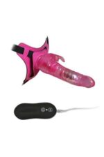 Harness Rabbit Dong Pembe | %100 Silikon | 21 cm Uzun | 10 Titreşim Modu |Tavşan Vibratör - Görsel 2