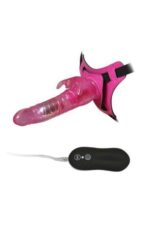 Harness Rabbit Dong Pembe | %100 Silikon | 21 cm Uzun | 10 Titreşim Modu |Tavşan Vibratör - Görsel 3