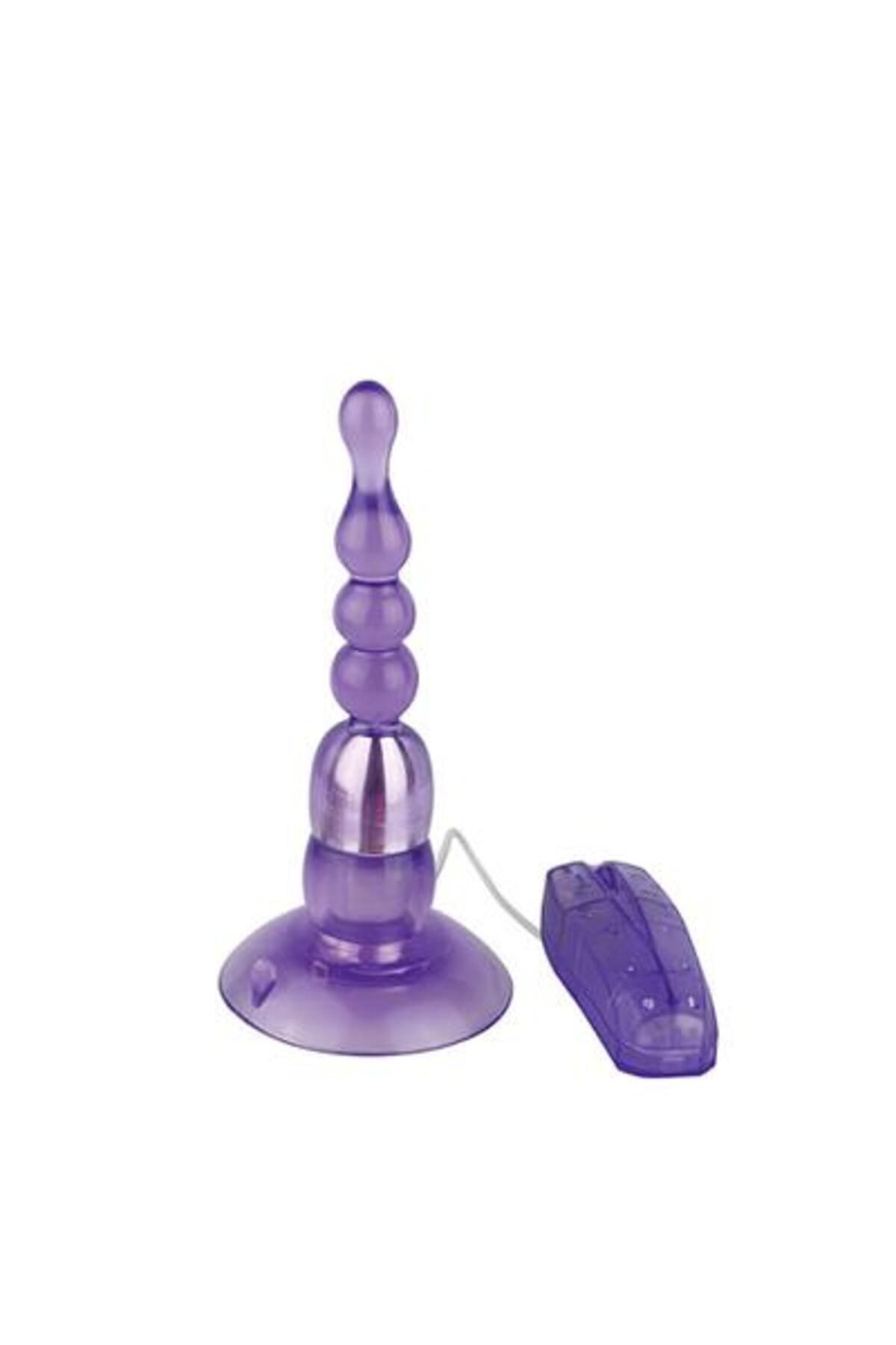 1_org_zoom Yumuşak Jel Dokulu 13 cm Uzun Vantuzlu Boğumlu Titreşimli Anal Vibratör - Görsel 1