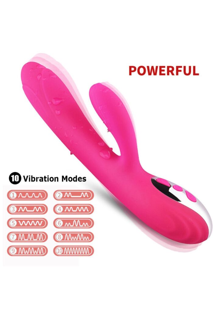 Pembe Titreşimli Isıtıcılı USB Şarjlı (Anal Vajinal ) Kullanım Tavşan Vibratör -21 cm--2 Motor - Görsel 2