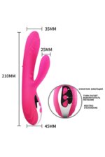 Pembe Titreşimli Isıtıcılı USB Şarjlı (Anal Vajinal ) Kullanım Tavşan Vibratör -21 cm--2 Motor - Görsel 3