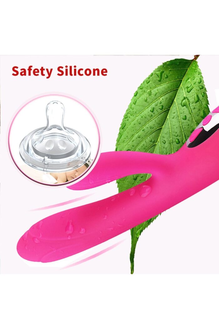 Pembe Titreşimli Isıtıcılı USB Şarjlı (Anal Vajinal ) Kullanım Tavşan Vibratör -21 cm--2 Motor - Görsel 4