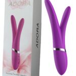 Mor Çift Başlıklı USB Şarjlı Titreşimli Vibratör -Klitoris Ve Vajina Uyarıcılı*22 cm*12 Fonksiyon