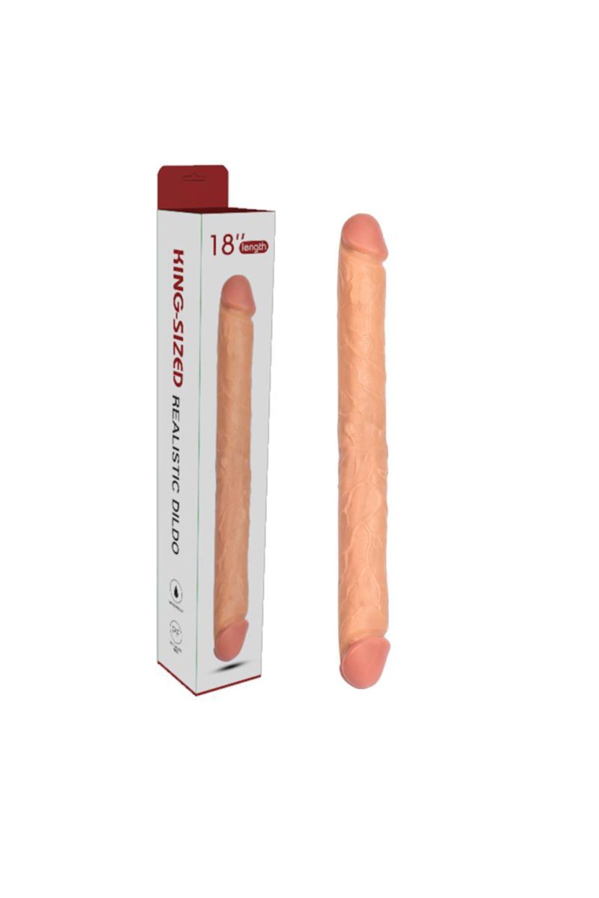 1_org_zoom Esnek Özel Tasarım Çift Taraflı Realistik 46 cm Dildo - Damarlı Yapı Penis - Görsel 1