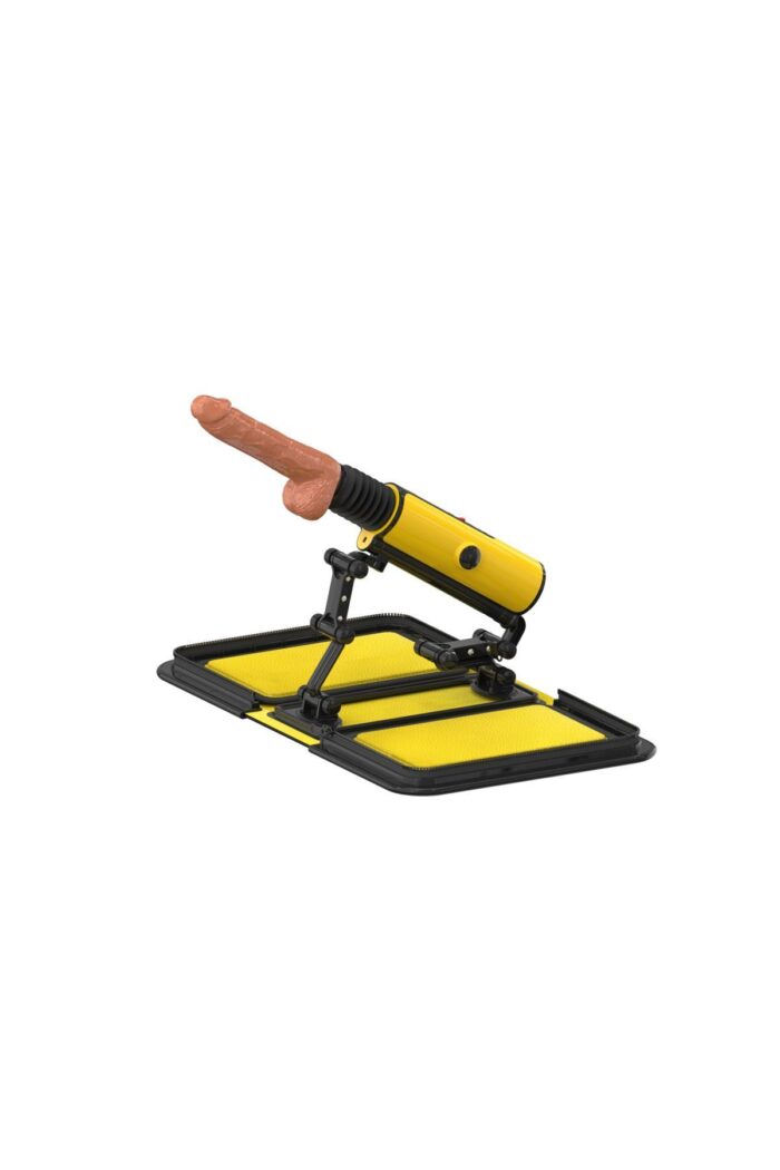 Özel Dekor Çantalı Makine - 14 cm Yapay Penis, 190 Sürtünme, Sarı - Görsel 2