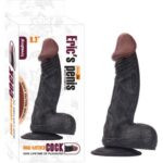 Eric 23,6 cm Damarlı Penis Siyah Ten, Vantuzlu, Lüks TPE, Realistik Tasarım, Gizli Paket