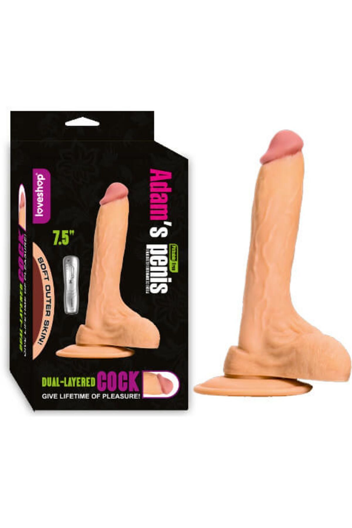 1_org_zoom Adam's 19cm Realistik Vibratör Penis - Esnek, Vantuzlu, Cilt Dostu Silikon İçerikli -Titreşimli - Görsel 1