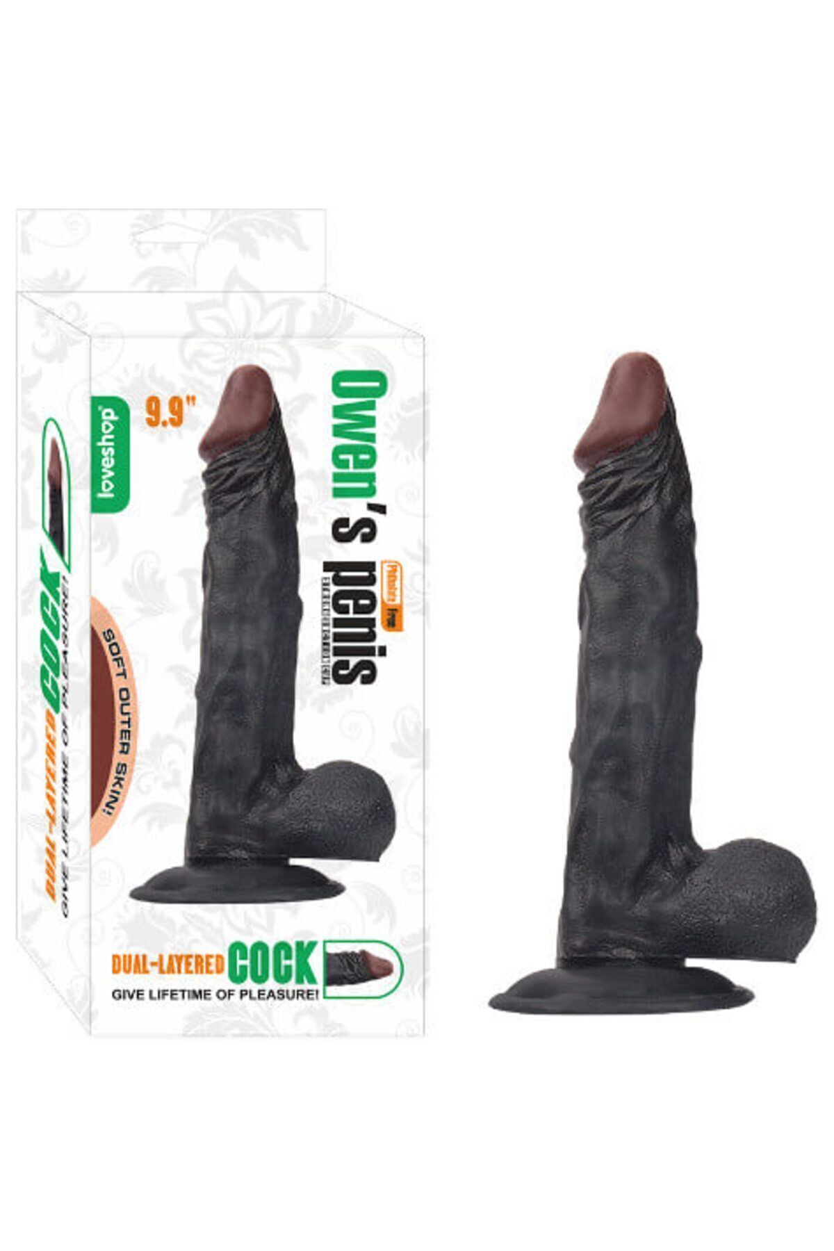 1_org_zoom Owen 25,1 cm Damarlı Realistik Penis Vantuzlu, Siyah Ten Rengi, Lüks TPE, PVC İçermez, Gizli Kargo - Image 1