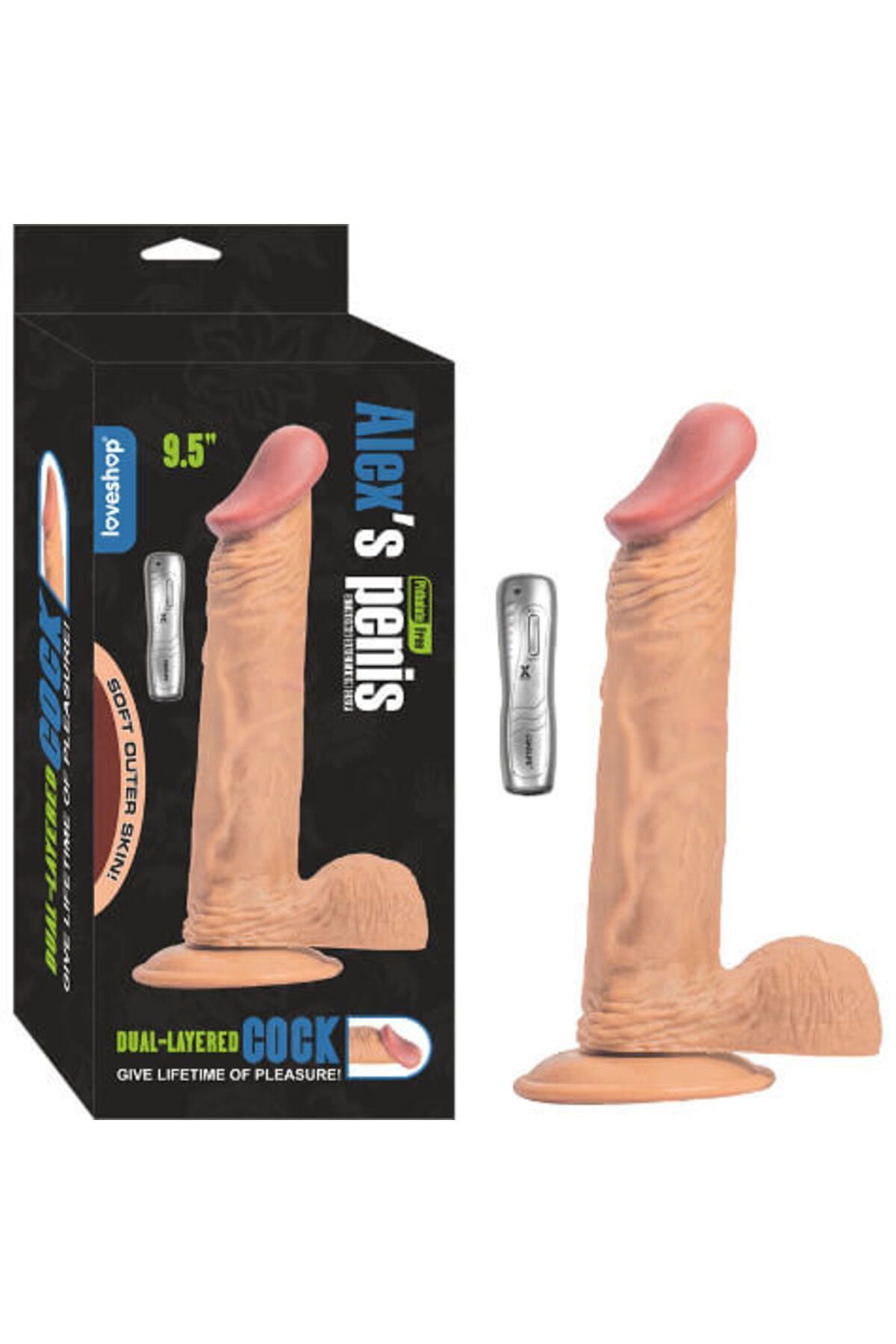 1_org_zoom Alex 24,1 cm Titreşimli Penis 10 Farklı Mod, Vantuzlu, Ten Rengi, Esneklik, Gizli Paketleme - Image 1