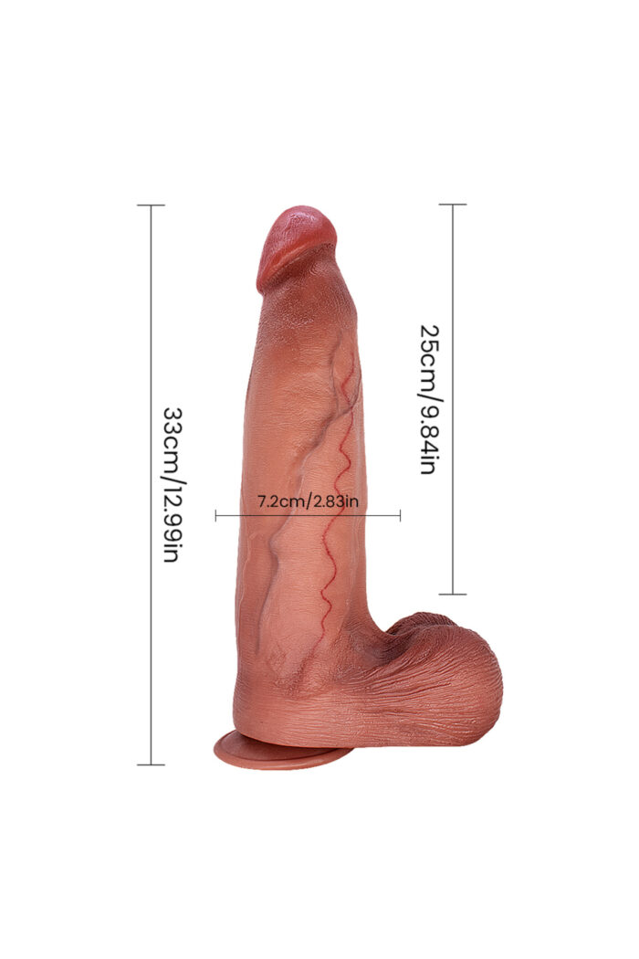 Mario Titreşimli Realistik Dildo – Çift Katman TPE, Kumandalı, 33 cm Vibratör - Görsel 8