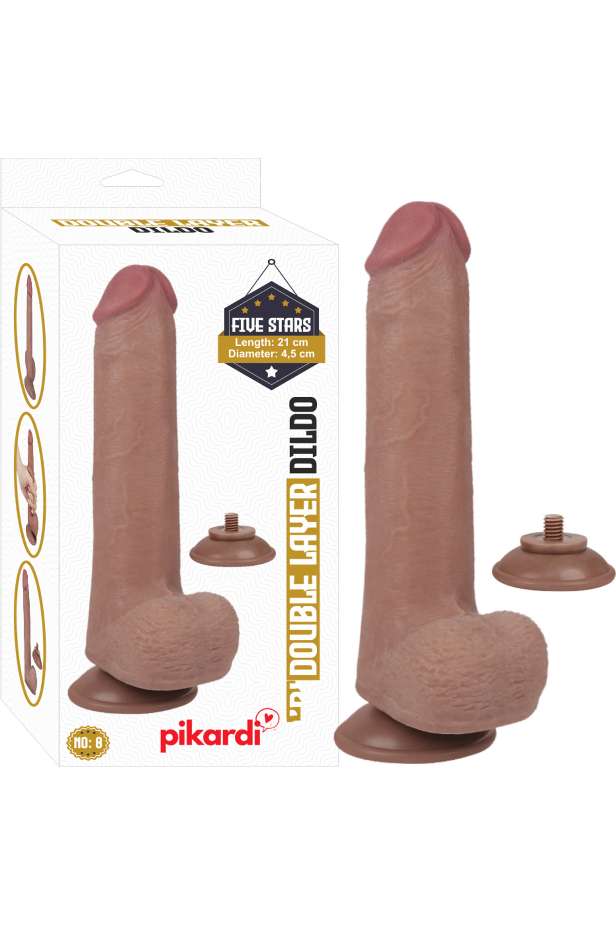 1_org_zoom Double Layer Realistik Dildo – Çift Katman TPE, Güçlü Vantuzlu, 21 cm - Görsel 1