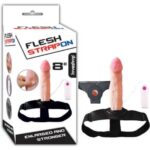 Flesh Strapon 20cm Realistik 7cm Kumandalı Titreşimli Dolgulu Içi Boş Strapon Penis