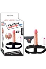 Flesh Strapon 20cm Realistik 7cm Kumandalı Titreşimli Dolgulu Içi Boş Strapon Penis