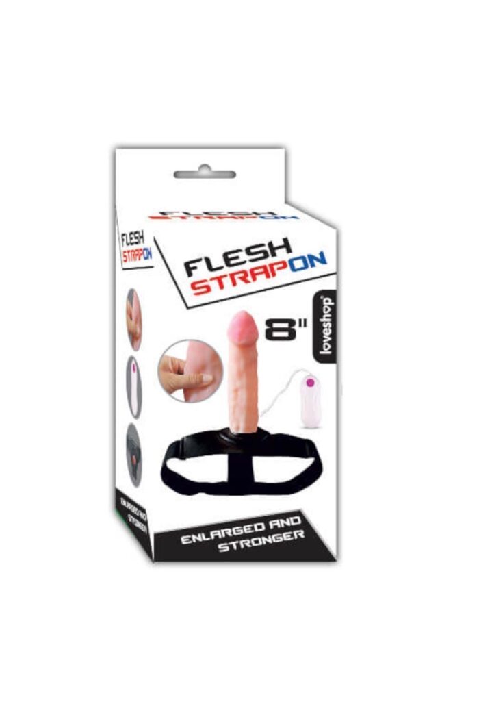 Flesh Strapon 20cm Realistik 7cm Kumandalı Titreşimli Dolgulu Içi Boş Strapon Penis - Görsel 3