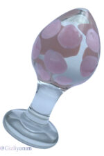CAM ANAL PLUG* 1.SINIF KALİTE CAM ANAL PLUG * 9 CM BOY 4,4 CM EN * PÜRÜZSÜZ PEMBE BENEKLİ * BEYAZ ANAL PLUG - Image 2