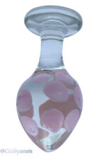 CAM ANAL PLUG* 1.SINIF KALİTE CAM ANAL PLUG * 9 CM BOY 4,4 CM EN * PÜRÜZSÜZ PEMBE BENEKLİ * BEYAZ ANAL PLUG - Image 5