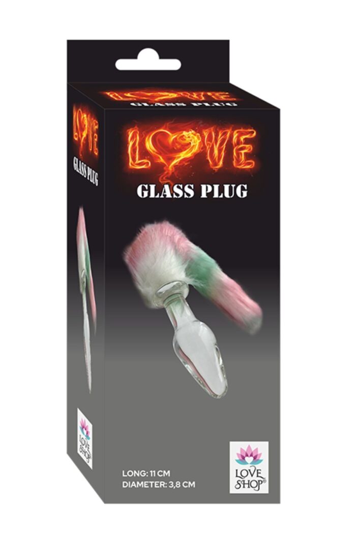 Pembe-Beyaz -Yeşil Renkte Tüylü Cam Anal Plug - Detaylı Tasarım - Cilt Dostu - Uzunluk 11 cm-3,8 cm En - Görsel 2
