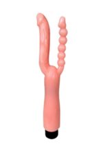 Çift Girişli Çatal Şeklinde İkili Penis Anal Plug - Çok Yönlü ve Güvenli Anal Deneyimi* Titreşimli,12 cm Uzunluğunda * Ten Renginde - Görsel 2
